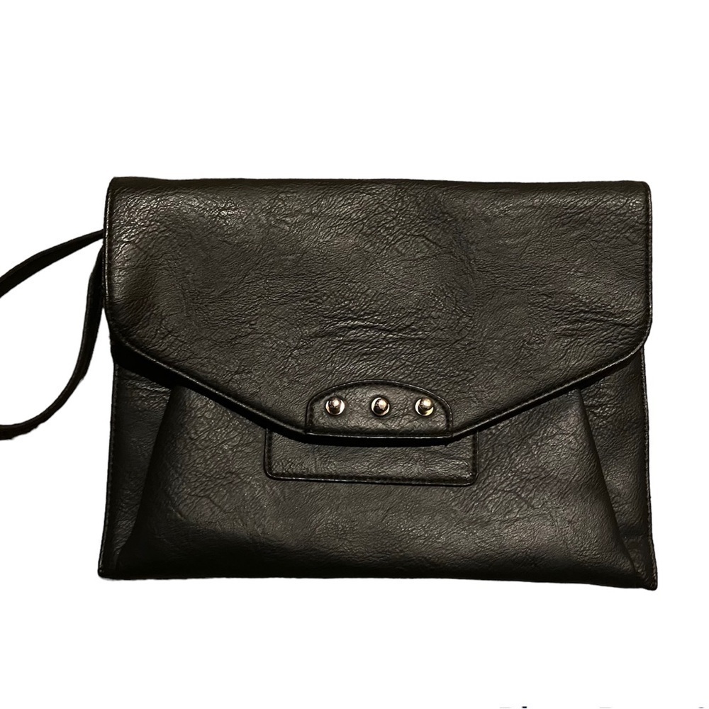 Mossimo Envelope Wristlet Clutch Black Faux Leather